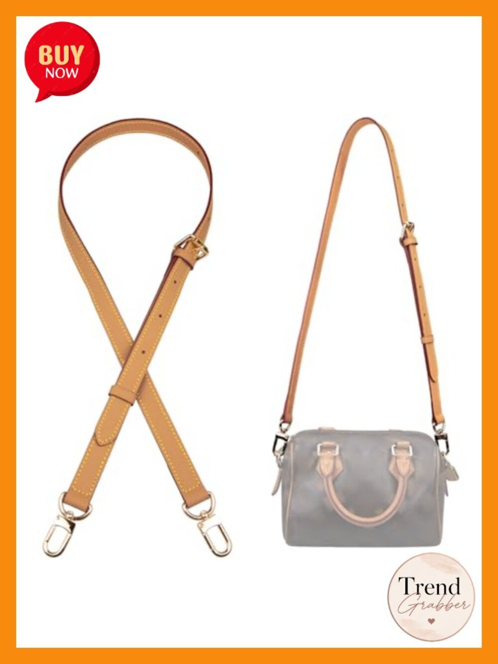 Full Grain Leather Shoulder Strap for Speedy 30 Bag with Clasp